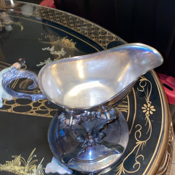 F. B. ROGERS Silver Plated Tilting Gravy Boat Sauce Candle Warmer Stand Vintage - Picture 3 of 4